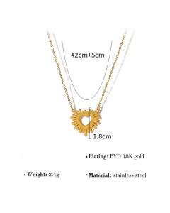 Wholesale Stainless Steel Necklace Sun Flower Necklace-Gold Color-05