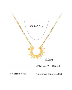 Wholesale Stainless Steel Necklace Sun Flower Necklace-Gold Color-01