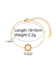 Vintage Gold Plated Round Sun Stainless Steel Bracelet