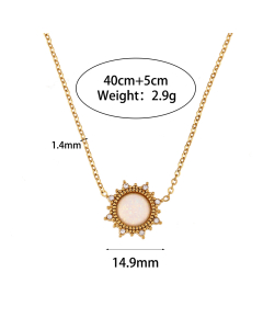 Fashion Gold Plated Round Sun Stainless Steel Pendant Necklace 