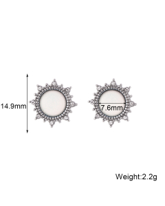 Zircon Inlaid Sun Stainless Steel Earrings Steel Color