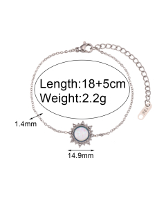 Vintage Zircon Inlaid Sun Stainless Steel Bracelet