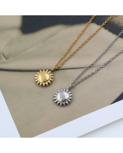 Wholesale Stainless Steel Sunflower Pendant Necklace Fashion Minimalism Women's 18K Gold Clavicle Chain Necklace