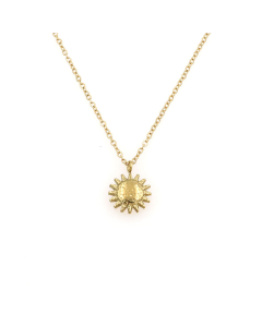 Gold Color Women's 18K Gold Clavicle Chain Necklace Stainless Steel Sunflower Pendant Necklace 