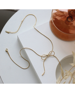 Sweet Snake Bone Bow Stainless Steel Necklace Clavicle Chain