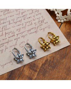 Wholesale Stainless Steel Earrings Pentagram 18K Gold Pendant Earrings 