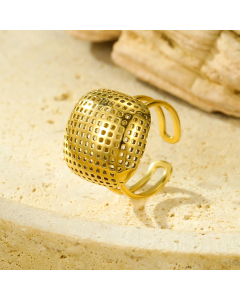Wholesale Stainless Steel Ring Textured Square Hollow Out Ring