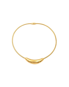 Gold Color Round Tube Thick Curved Tube Stainless Steel Necklace