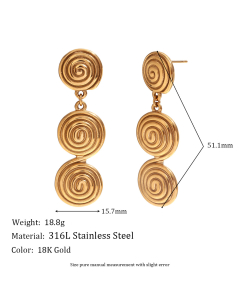 INS Style Personalizes Thread Ring Pendant Earring 18K Gold Earrings