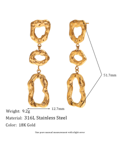 INS Style Personalizes Thread Ring Pendant Earring 18K Gold Earrings