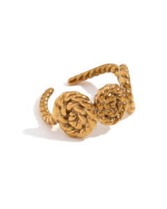 Plated 18K Gold Thread Spiral Snail Shell Stainless Steel Rings