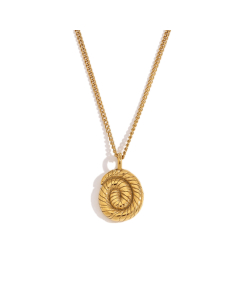 Plated 18K Gold Thread Spiral Snail Shell Stainless Steel Neckalce