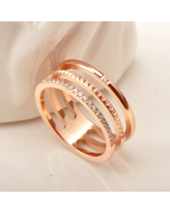 Rose Gold Hollow Three-layer Diamond Inlaid Ring Wholesale Stainelss Steel Diamond Ring