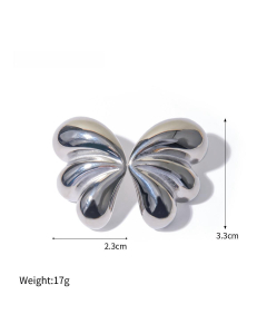 Steel Color Three Petals Drop Earrings Women's Earrings Butterfly 18K Gold Stainless Steel Earrings 