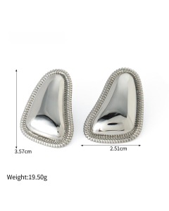 Fashion Minimalism Triangle Bread Grain Rim 18K Gold Stainless Steel Earrings 