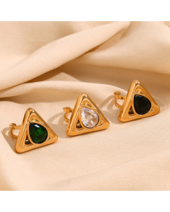 Wholesale Stainless Steel Ring Triangle Water Drop Diamond Opening Ring