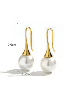 Wholesale Stainless Steel Earrings Tulip Love Pearl Earrings-Gold Color-02