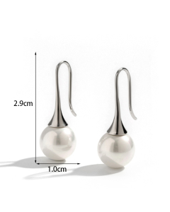 Wholesale Stainless Steel Earrings Tulip Love Pearl Earrings-Steel Color-02