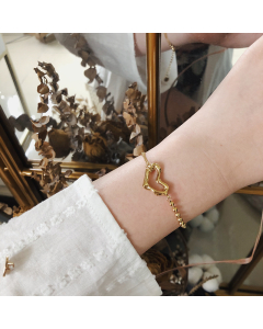 Sweet Twig Texture Hollow Heart Stainless Steel Bead Chain Choker Bracelet