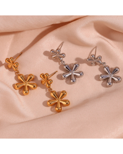 Wholesale Stainless Steel Flower Earrings Two Small Flower Pendant Earrings 