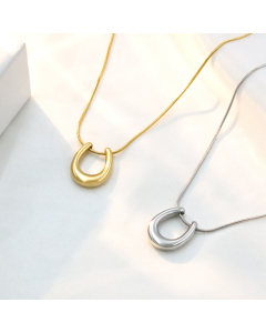 Wholesale Stainless Steel U-shaped Necklace Niche Minimalism Solid Color Horseshoe Pendant Necklace