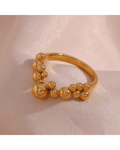 Wholesale Stainless Steel Ring Personality Niche Plated 18K Gold V-shaped Beads Ring For Women