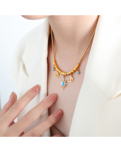 Vintage Ethnic Style Jewelry Gold Plated Stainless Steel Tassel Necklace Wholesale