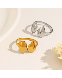 Wholesale Stainless Steel Ring Simple Niche Non-fading Geometric Waterdrop Plated 18K Gold Ring