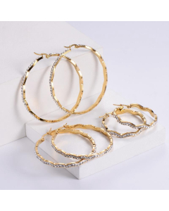 Wholesale Stainless Steel Earrings Minimalism Fashion Plated 18K Gold Wave Round Earrings
