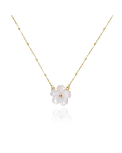 Exquisite White Shell Peach Flower Stainless Steel Clavicle Chain Necklace