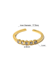 White Zircon Inlaid Ring Non-fading Adjustable Open Stainless Steel Ring