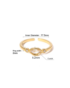 Classic White Zircon Inlaid Ring Non-fading Adjustable Open Stainless Steel Ring