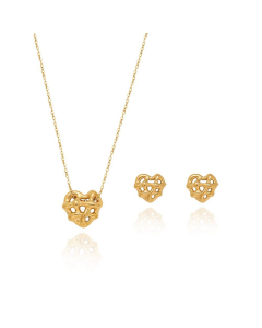 Wholesale Stainless Steel Jewelry Set Woven Love Pendant Necklace Earrings
