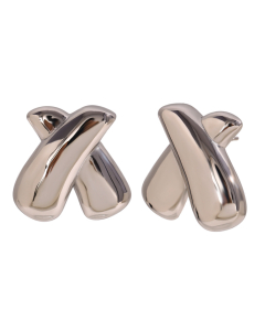 Steel Color Plated 18K Gold X-shape Stainless Steel Earrings