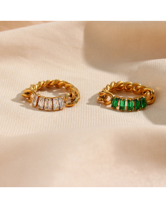 Wholesale Stainless Steel Ring Plated 18K Gold Zircon Chain Ring