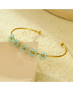 Blue Zircon Stainless Steel Flower Bracelet Wholesale