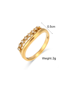 Wholesale Stainless Steel Ring Fashion Exquisite Light Luxury Zircon Inlaid Double-layer Fine Ring