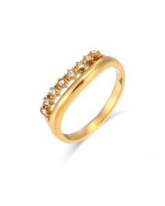 Fashion Exquisite Light Luxury Zircon Inlaid Double-layer Stainless Steel Fine Ring