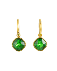 Green Zircon Inlaid Earrings Plated 18K Gold Diamond Stainless Steel Earrings