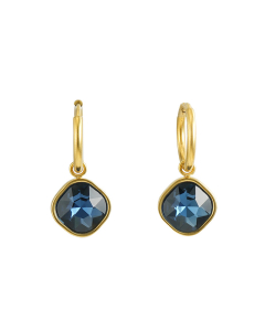 Blue Zircon Inlaid Earrings Plated 18K Gold Diamond Stainless Steel Earrings