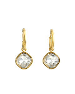 White Zircon Inlaid Earrings Plated 18K Gold Diamond Stainless Steel Earrings