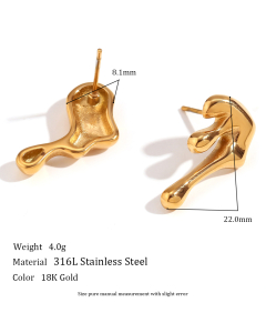 Wholesale Fashion Personality Earrings Stainless Steel Plated 18K Gold Micro-inset Geometric Texture Fringe Earrings Female-Gold Color-01