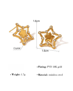 Hollow Out Zircon Inlaid Star Stainless Steel Earrings