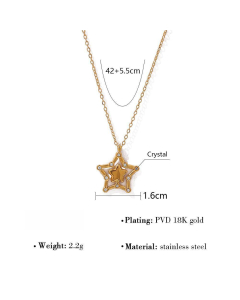Fashion Hollow Out Zircon Inlaid Star Stainless Steel Necklace