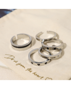 Wholesale Stainless Steel Ring Minimalism Non-fading Star Heart Letters Enamel Female Opening Ring