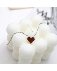 Wholesale Stainless Steel Love Necklace French Light Luxury Sweet Temperament Red Acrylic Heart Pendant Necklace