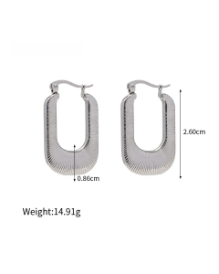 INS Style Steel Color Sleek Hollow Hoop Stainless Steel Earrings Female