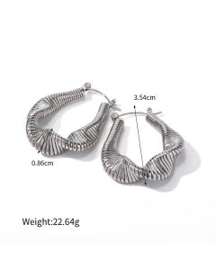 Steel Color Sleek Hollow Hoop Stainless Steel Earrings Female Wholesale