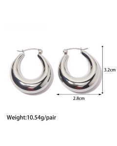 Fine Quality Steel Color Sleek Hollow Hoop Stainless Steel Earrings Female