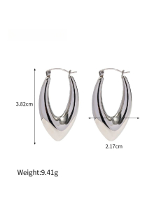 Simple Style Steel Color Sleek Hollow Hoop Stainless Steel Earrings Female